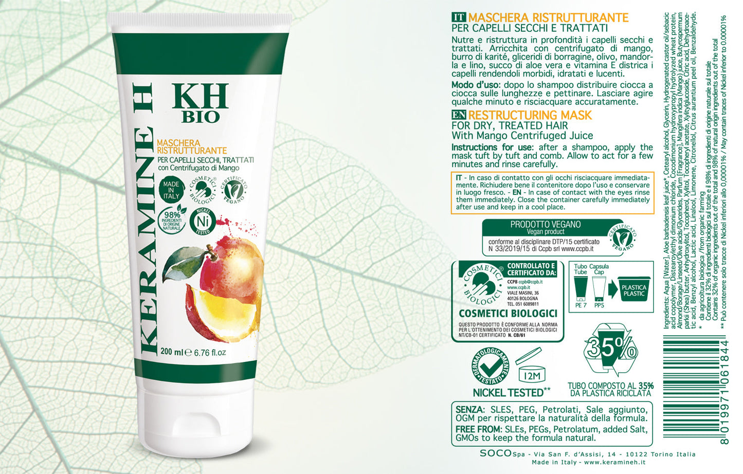Maschera Ristrutturante Bio Keramine-H (Linea Bio)